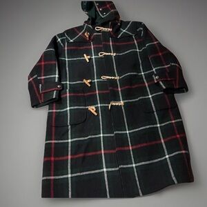 Polo Ralph Lauren Wool Tartan Plaid  Vintage Toggle Duffle Coat L
